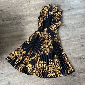 Nanette Lepore Black and Yellow Floral Midi Dress